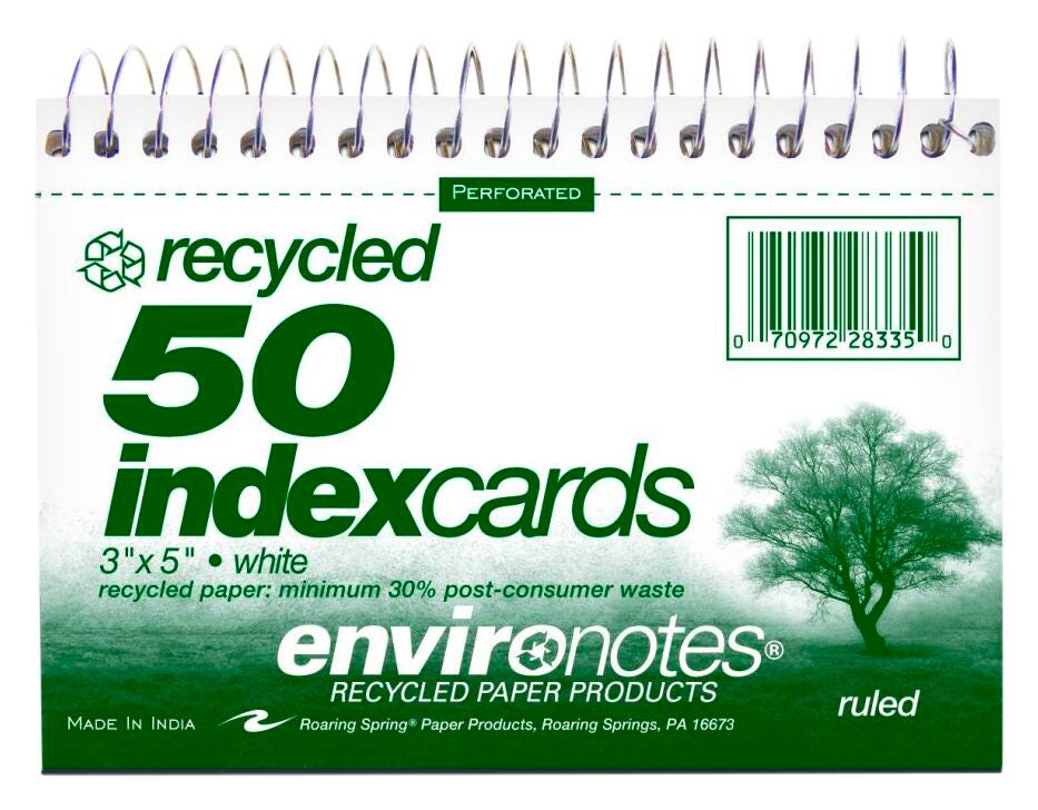 Index Card Binders, Item Number 076041